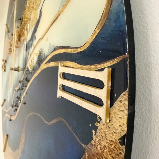 Grande orologio da parete 80cm mediterraneo blu oro rotondo